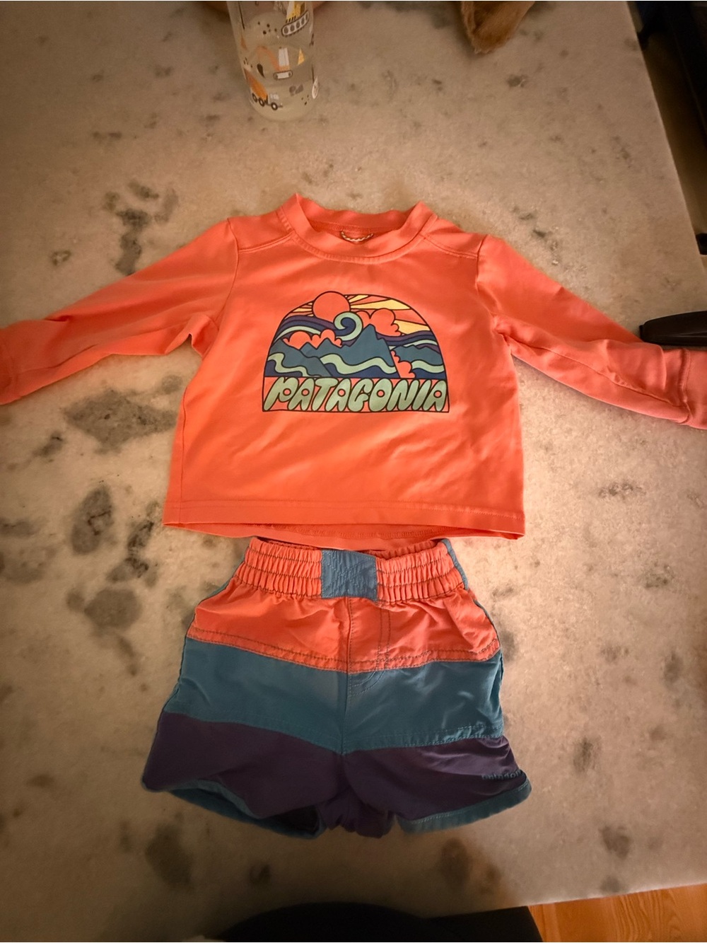 Patagonia Toddler' Coral Rash Guard Set with Colorblock Shorts